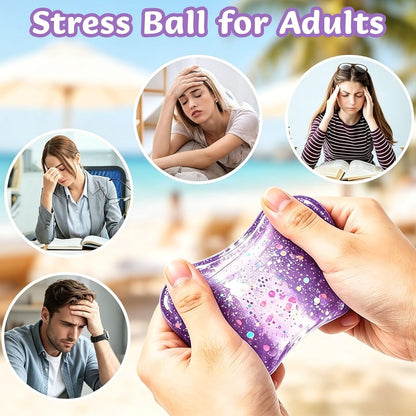 Glitter Ice Cubes Stress Balls Fidget Toys, Stress Cube Slow Rising Squeeze Toys for Adults, Desktop Toy Christmas, Birthday Party Gifts (Purple)