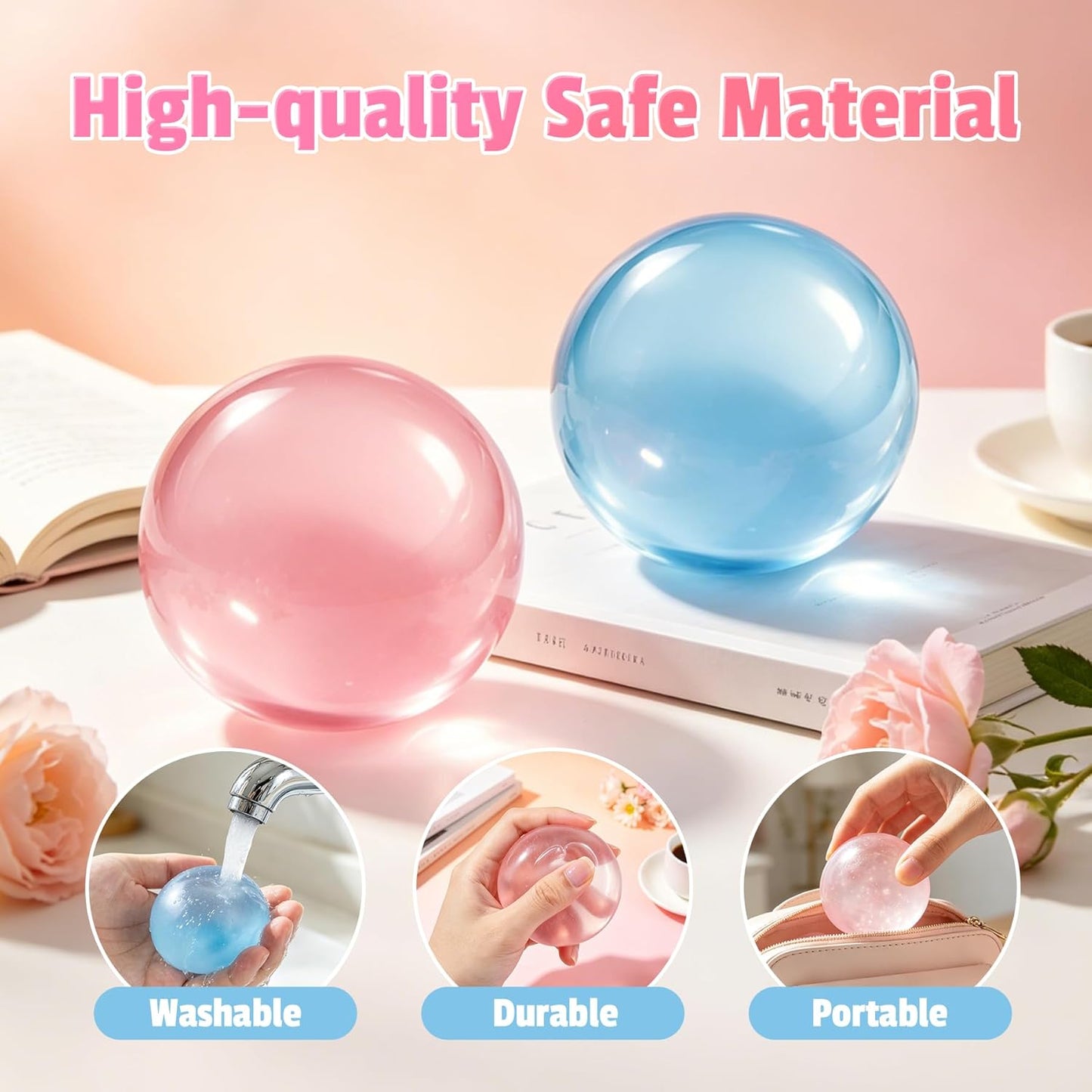 Coconut Oil Squishy, Coconut Oil Stress Ball, Slow Rising Squeeze Luck Squishies, Sensory Fidget Oil Ball Toy for Kids and Adults Party Favors Birthday Gift (Blue)