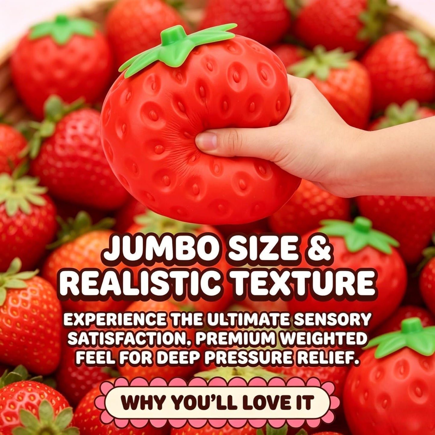 8in Giant Strawberry Squishy, Jumbo Big Cute Realistic Strawberry Stress Ball Soft Squishys Slow Rising Stress Ball for Anxiety Stress Party Favors (Giant Strawberry)