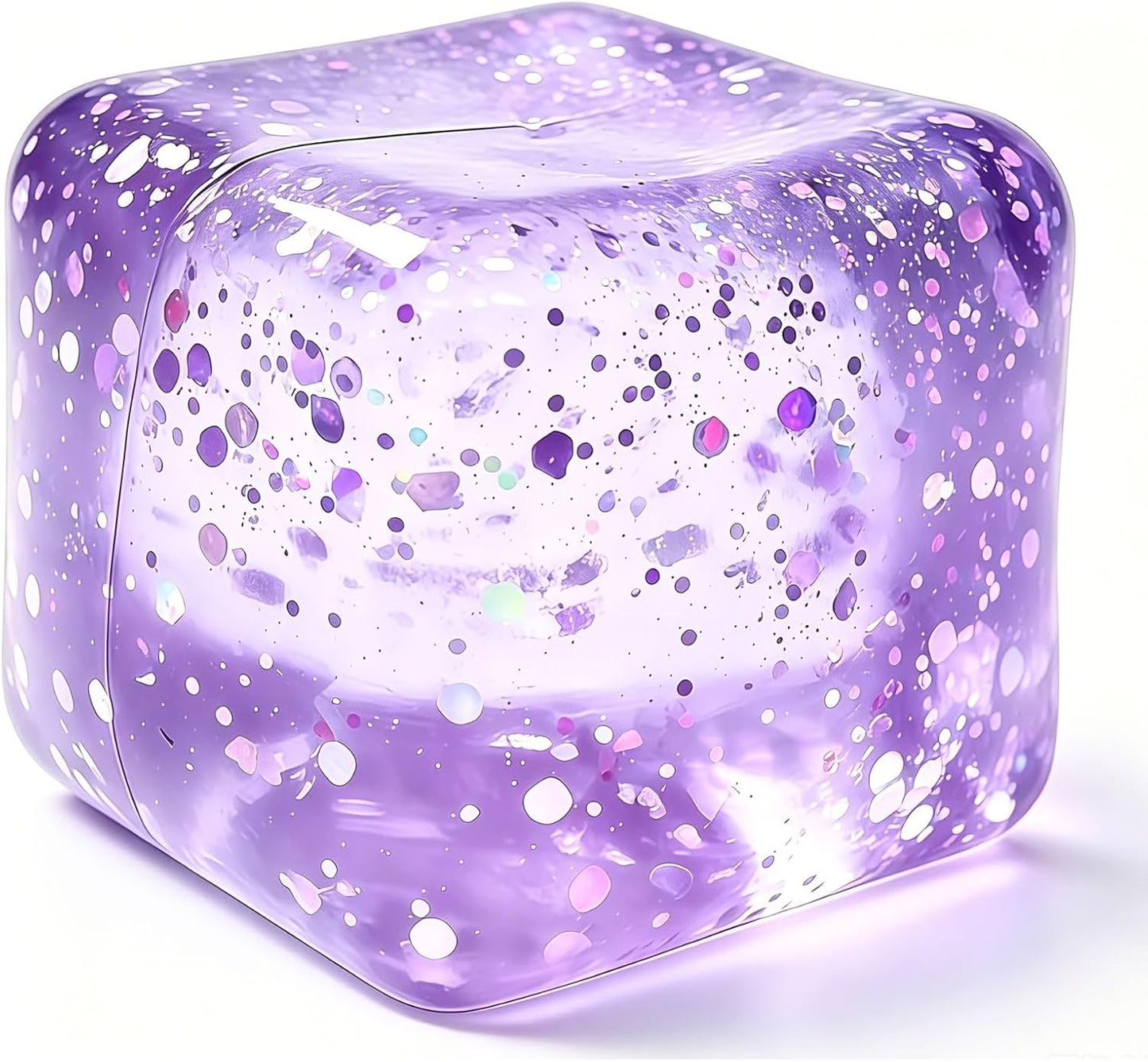 Glitter Ice Cubes Stress Balls Fidget Toys, Stress Cube Slow Rising Squeeze Toys for Adults, Desktop Toy Christmas, Birthday Party Gifts (Purple)