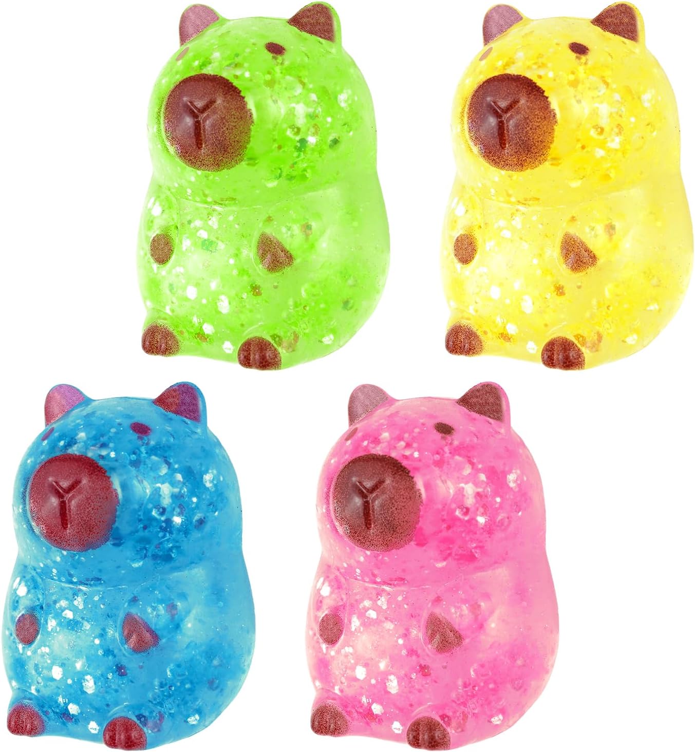 4 Pcs Capybara Squishy Fidget Stress Balls, Cute Animal Squeeze Toys for Birthday Party, Office, Christmas Stocking Stuffer Gifts, Ideal for ADHD, Autism & Anxiety Relief