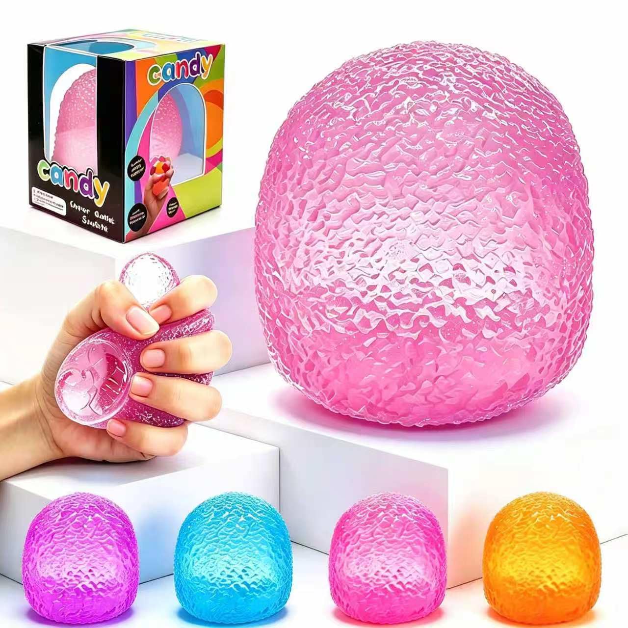 Stress Balls-Gumdrop Squishies Toys, Super Solid Squeeze Ball (Orange) | Sensory for Stress Relief Toys, Birthday, Halloween Party Favors