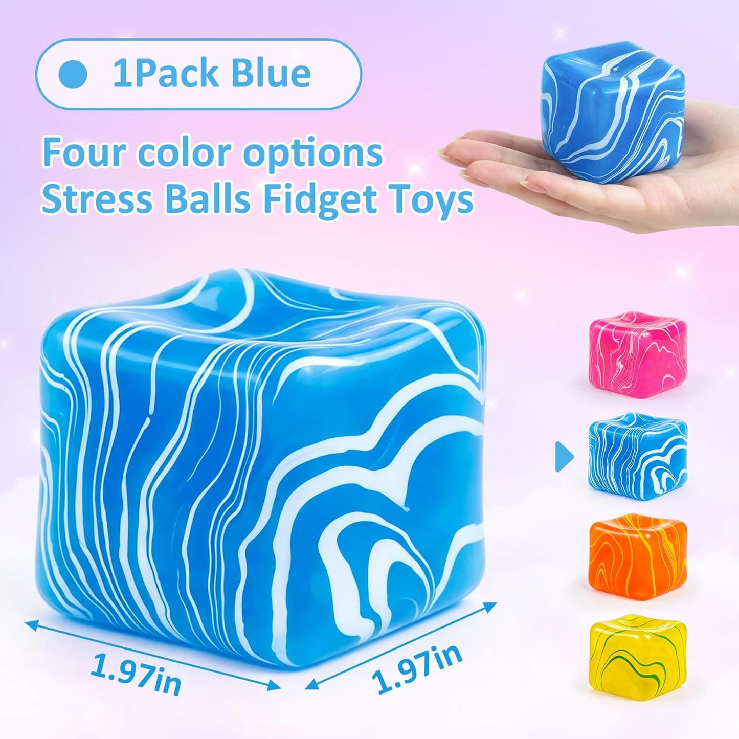 Swirl Cube Squishy, 2.2in Fidget Toys Squishy Stress Cube Slow Rising for Adults Kids, Anxiety Relief, Small Squishy Toys for Classroom Prizes, Birthday Gifts, Party Favors (Blue)