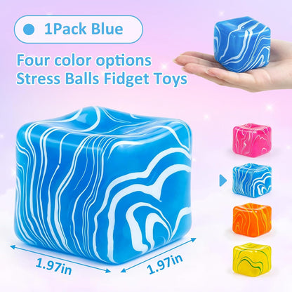 Swirl Cube Squishy, 2.2in Fidget Toys Squishy Stress Cube Slow Rising for Adults Kids, Anxiety Relief, Small Squishy Toys for Classroom Prizes, Birthday Gifts, Party Favors (Blue)