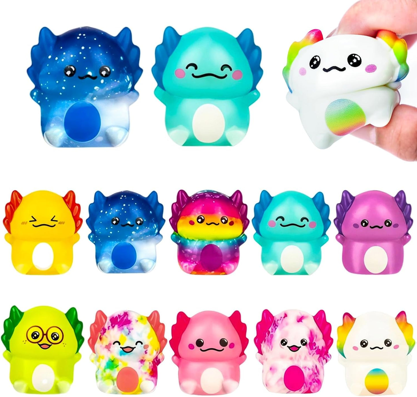 24Pcs Colorful Dumpling Stress Balls Fidget Toys Adults, Random Surprise Squishies - Small Size, Squeeze Dough Ball Hand Toys, Bun with Food Steamer Stretchy, for Easter Basket Stuffers