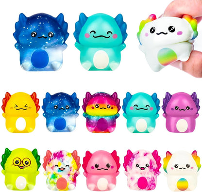 24Pcs Colorful Dumpling Stress Balls Fidget Toys Adults, Random Surprise Squishies - Small Size, Squeeze Dough Ball Hand Toys, Bun with Food Steamer Stretchy, for Easter Basket Stuffers