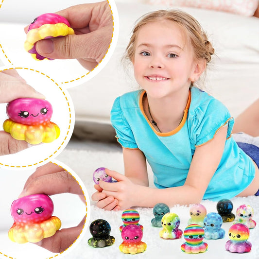 24Pcs Colorful Dumpling Stress Balls Fidget Toys Adults, Random Surprise Squishies - Small Size, Squeeze Dough Ball Hand Toys, Bun with Food Steamer Stretchy, for Easter Basket Stuffers