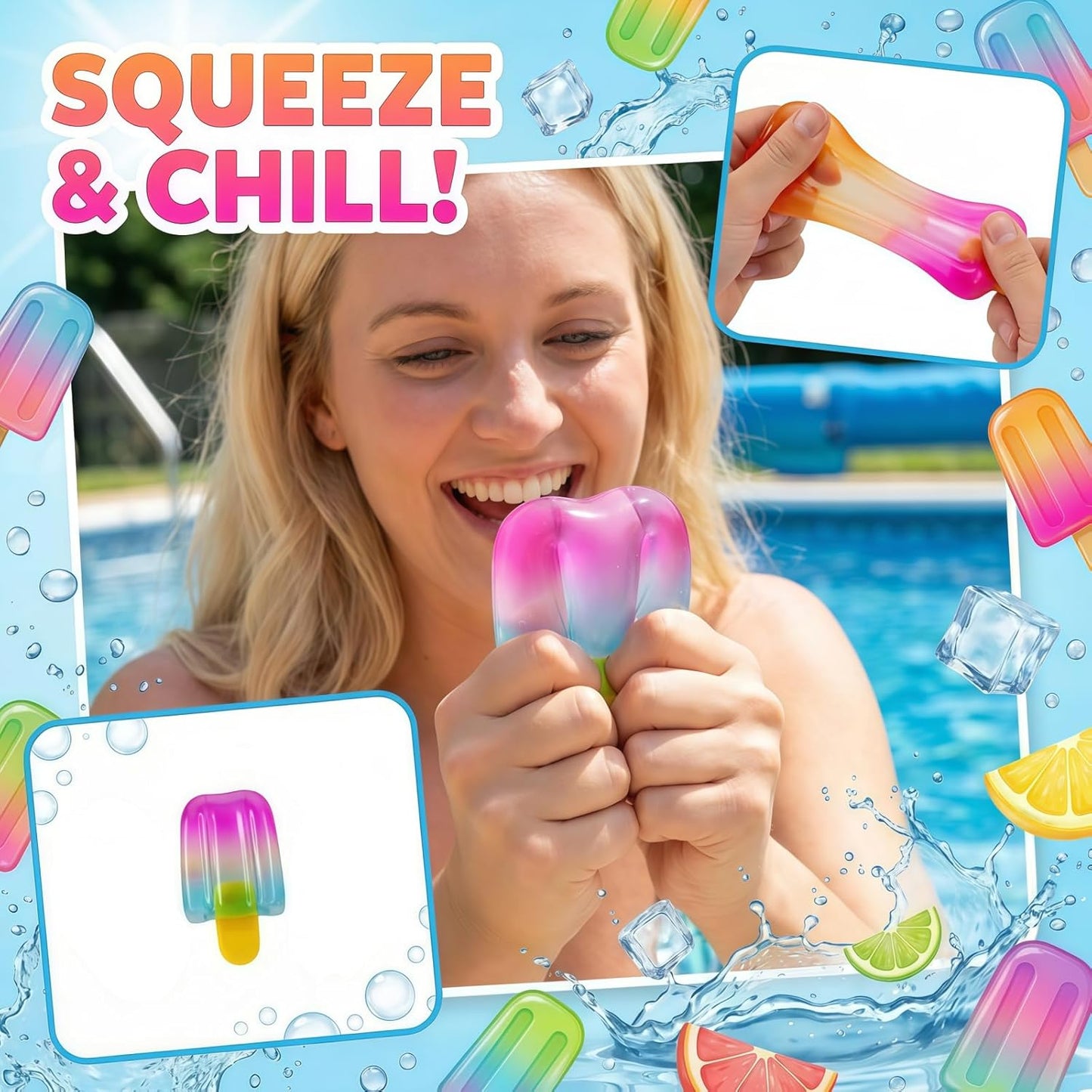 Ice Cream Squishy Toy, Summer Sensory Stress Relief Squeeze Squishy, Easter Basket Stuffers Party Favors for Anxiety Relief Everyone, Birthday Gift