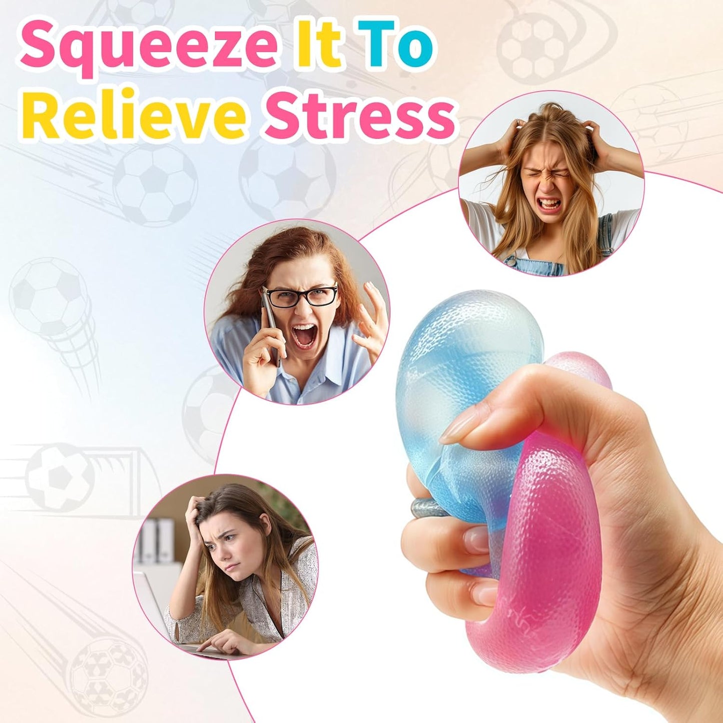 4 Pcs Stress Balls Fidget Toys, Sports Ball Stress Relief Toys, Football Basketball Baseball Rugby, Squeeze Balls for Party Favors, Stress Relief Toys for Adult