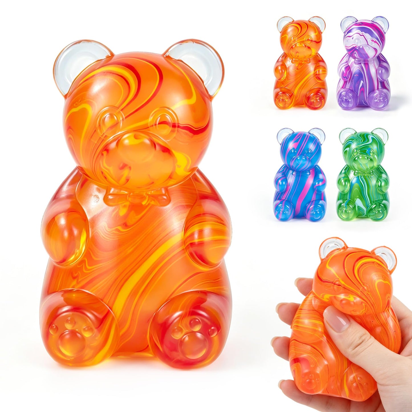 Gummy Bear Squishyies Fidget,Color Maltose Filled Squeeze Toys Slow Rising Squishy Stress Balls Adults Kids Party Favors,Classroom Prizes(Blue)