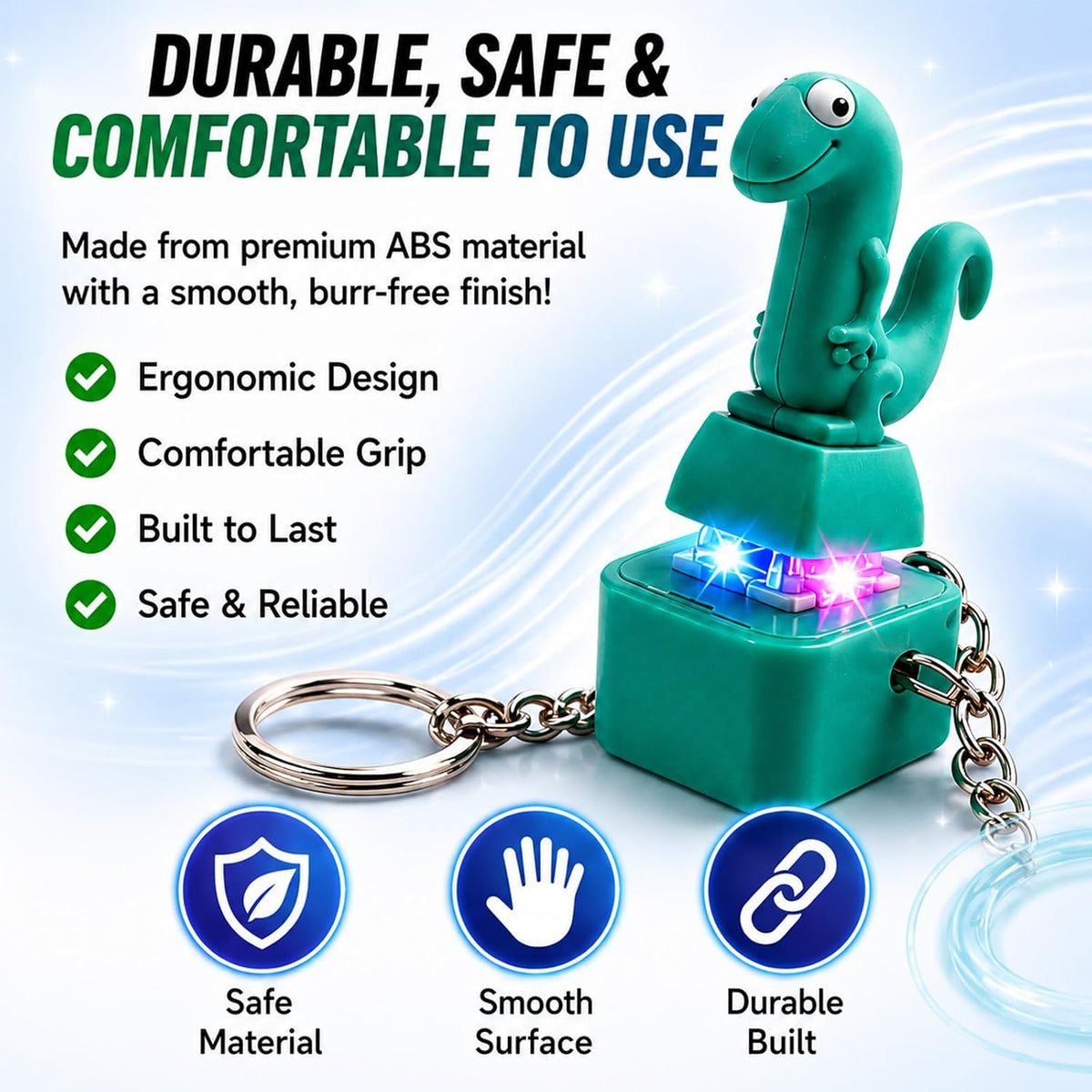 5PCS Lizard Fidget Keychain Clicker Toys, Rechargeable Lizard Button Keychain with Real Keyboard