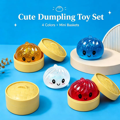 12PCS Shiny Dumplings Squishies, Shiny Dumpling Squishies, Colorful Dumplings Stress Balls Fidget Sensory Toy, with Food Steamer Stretchy, for Birthday Gifts, Party Favors