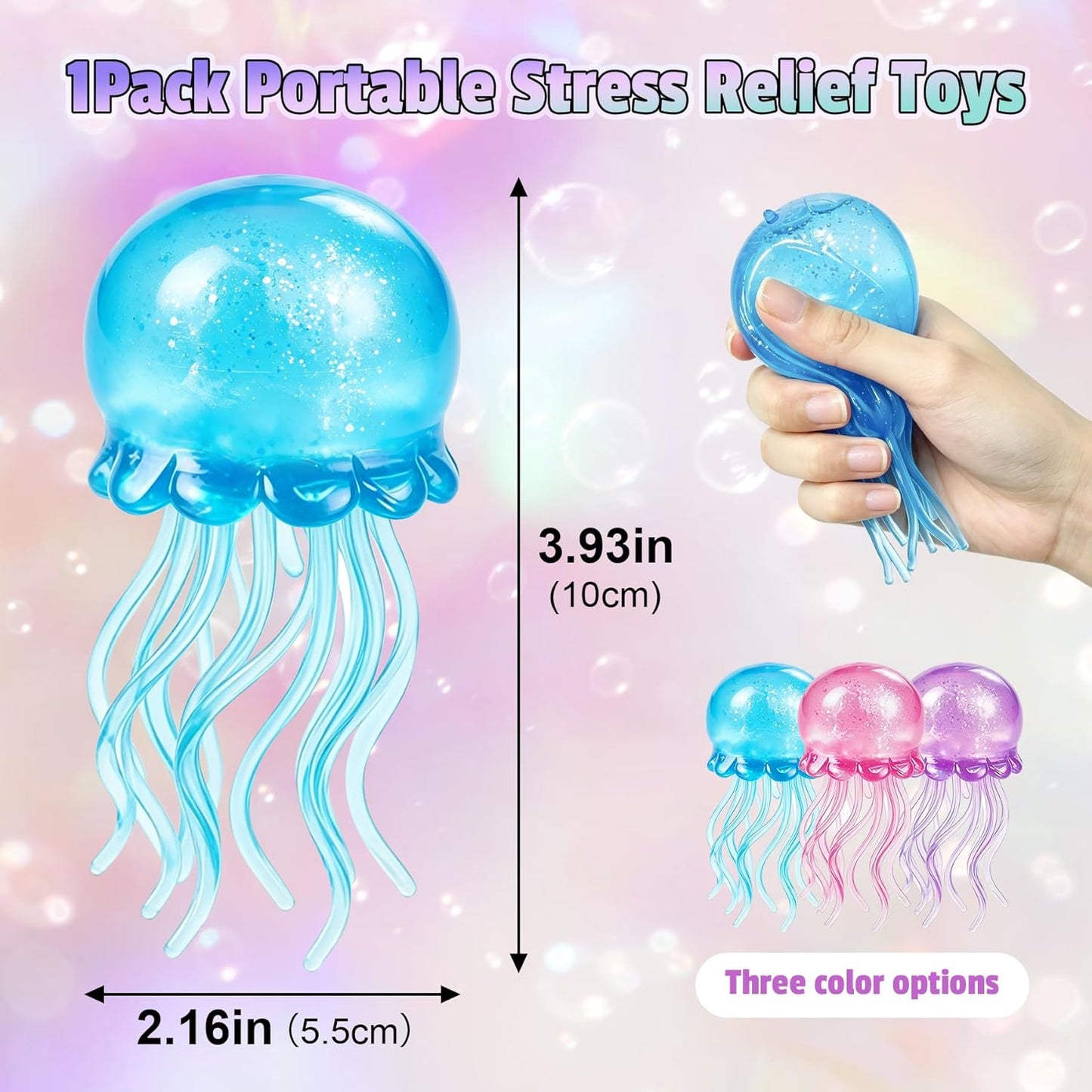 3PCS Squishy Jellyfish,Jellyfish Squeeze Toys Design Squeeze Stress Ball for Adult, Ultra Moldable Stress Relief Sensory Toy