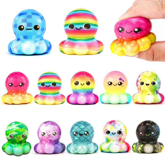 24Pcs Colorful Dumpling Stress Balls Fidget Toys Adults, Random Surprise Squishies - Small Size, Squeeze Dough Ball Hand Toys, Bun with Food Steamer Stretchy, for Easter Basket Stuffers