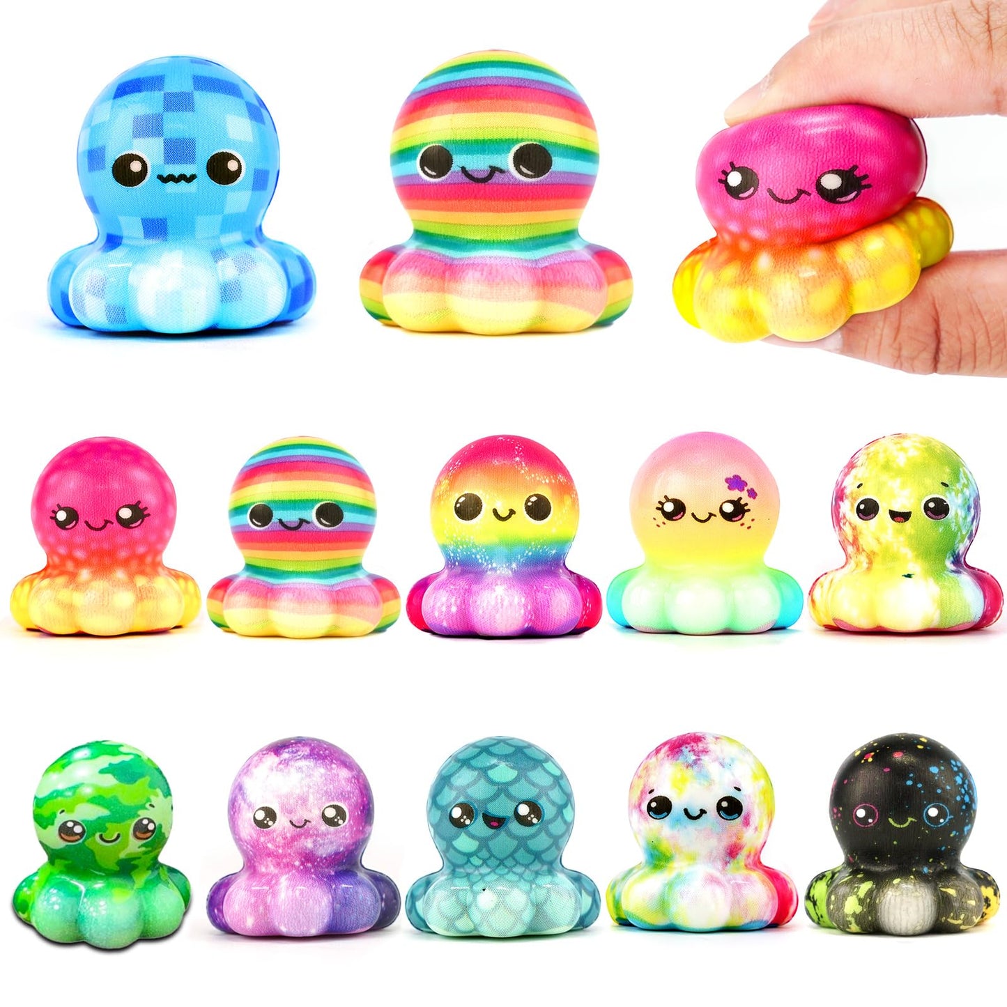 24Pcs Colorful Dumpling Stress Balls Fidget Toys Adults, Random Surprise Squishies - Small Size, Squeeze Dough Ball Hand Toys, Bun with Food Steamer Stretchy, for Easter Basket Stuffers