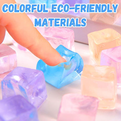 24Pcs Stress Balls Fidget Toys Adults, Ice Cube Squeeze Toys - Square Squeeze Ball Sensory Toys, Squeeze Toys - Small, Stress Balls for Adults, Easter, Christmas, Party Favors, Stocking Stuffers