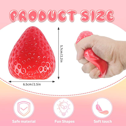 3 Packs Big Strawberry Squishy Fidget Toys Adults, Ultra Soft Sticky Stress Relief Toys for Kids, Sensory Toys for Kids with Autism, Birthday Gift Kids Toys for Boys Girls