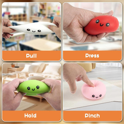 6PCS Dumpling Squishies, Dumpling Squishy with Smile, Stress Relief Anxiety Squeeze Toys with Food Steamer, for Birthday Gifts, Party Favors, Classroom Prizes, Easter Basket Stuffers
