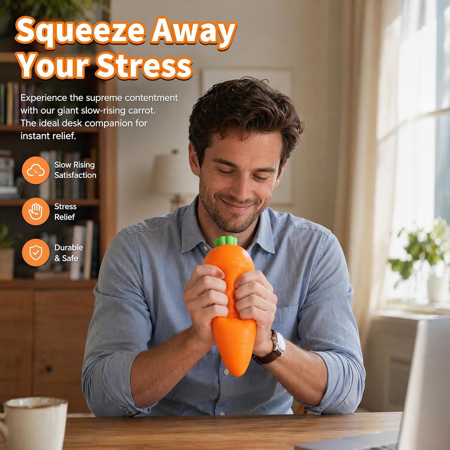 Carrot Squeeze Toys, Big Slow Rising Stress Ball Squeeze Toy, Stress and Anxiety, Party Favor, Desktop Decoration