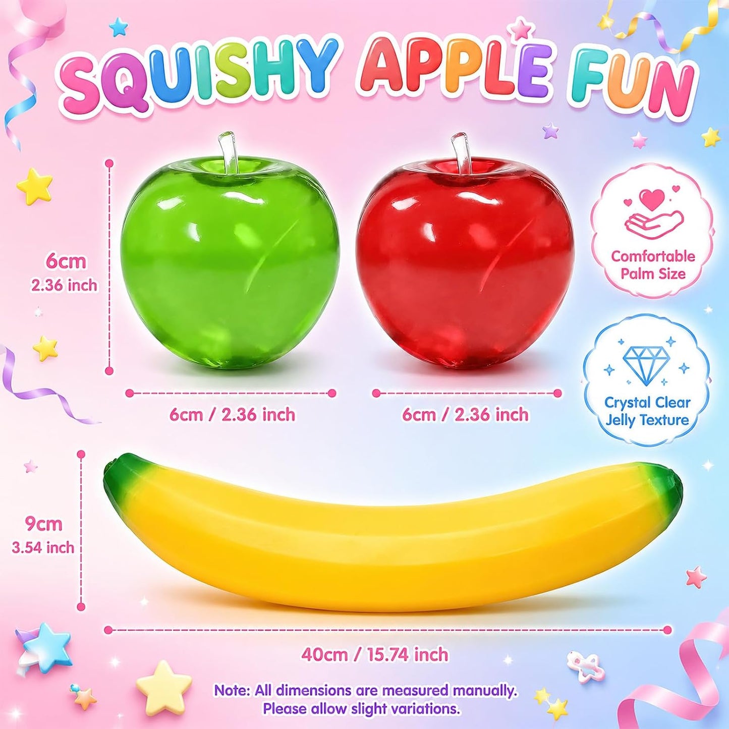 Jumbo Banana Squishies, Banana Apples Squishies Stress Relief Fidget Toy | 45x7cm jumbo, soft rubber, non-sticky, silent squeeze, party birthday gifts