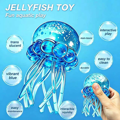 Jellyfish Squishy Toy, Glitter Jellyfish Squishy Squeeze Toy, Soft Slow Rise Squish Sensory Fidget Toy for Relaxing Hand Play, Cute Jelly Fish Squishy for Kids and Adults(Blue)