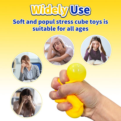 2 Pcs Cheese Squeeze Toy, Yellow Stress Cube Fidget Toys, Cheese Stress Balls Relief for Adults, Easter, Party Favors Gift