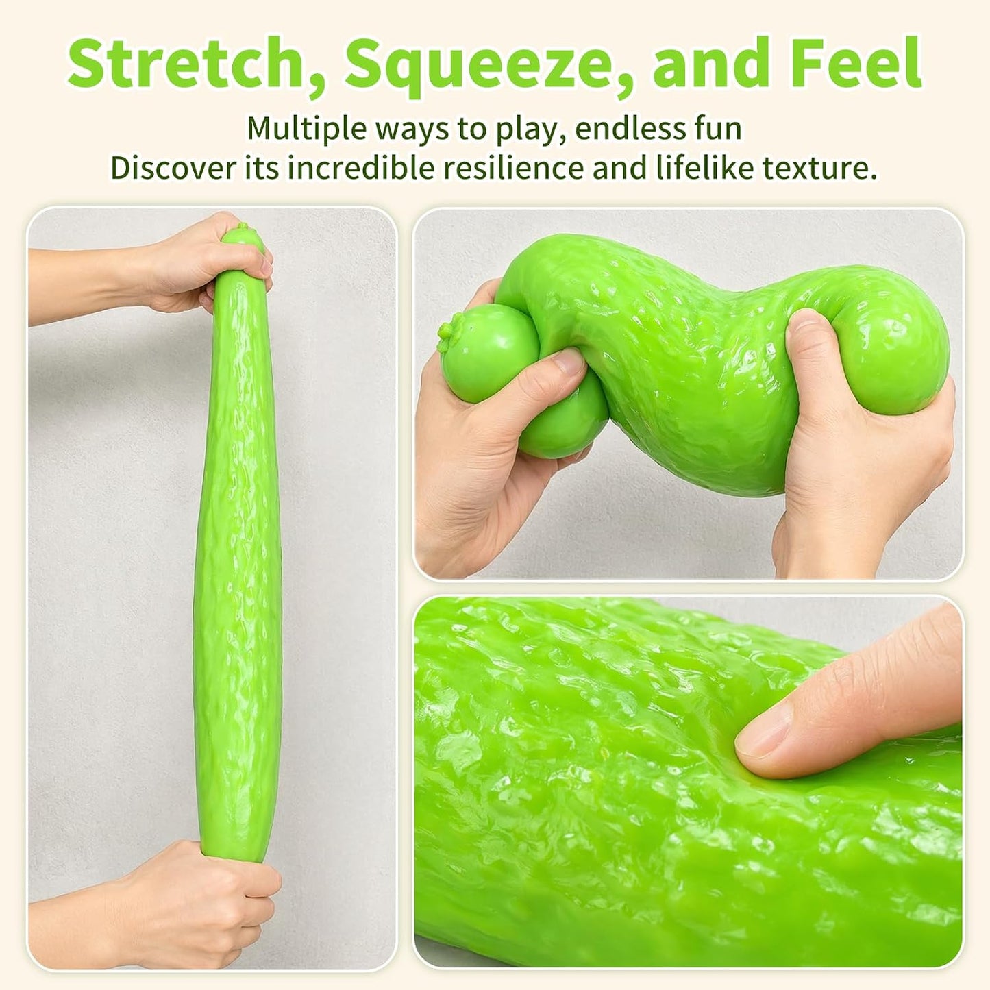 Cucumber Squeeze Toys, 11in Big Slow Rising Stress Ball Squeeze Toy, Stress and Anxiety, Party Favor, Desktop Decoration