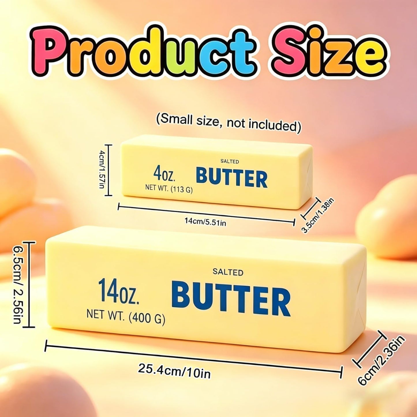 10in Giant Butter Squishy, Jumbo Big Butters 14oz Squeeze Stress Balls, Large Butter Stick Stress Relief Slow Rising Fun for Anxiety Relief Party Favors