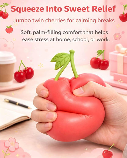 Gytera Giant Cherry Squishies, Slow Rising Stress Relief Fidget, Cute Fruit Shaped Squishies Fidget for Adults, Anxiety Relief Sensoryfor Party Favors, Birthday Gifts, Desk Decor
