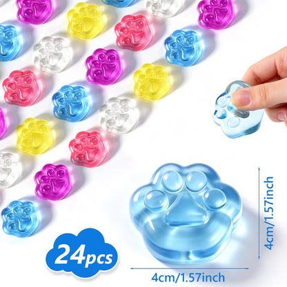 24 Pack Slow Rising Cat Paw Squishies Fidget Toy for Adults Teens, Sensory Stress Balls, Desktop Office Squeeze Toy for Birthday Party Gifts (Random Colors)