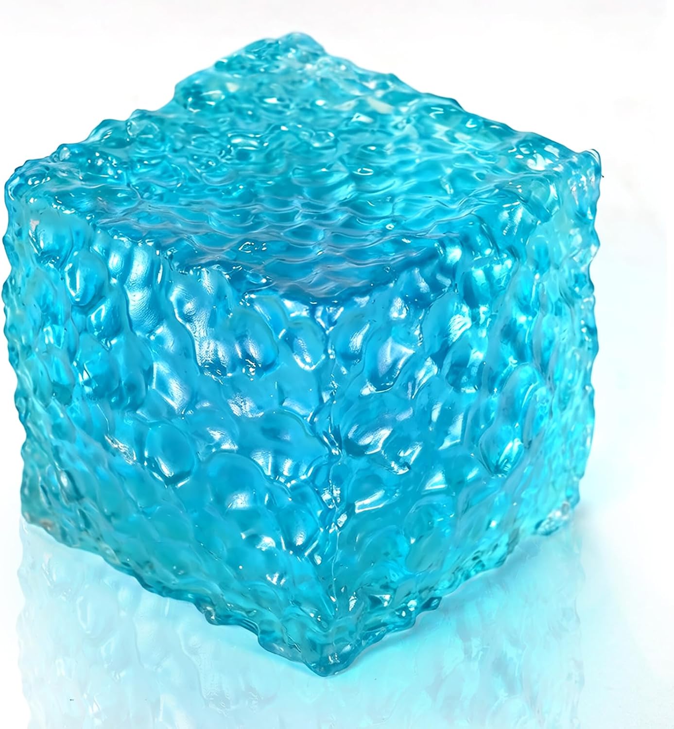 Honeycomb Ice Cube Squishy – Textured Stress Relief Cube, Soft Sensory Fidget for Anxiety Relief & Focus, Portable Red Ice Cube Squeeze for Adults, Office & Desk Calming (Blue)