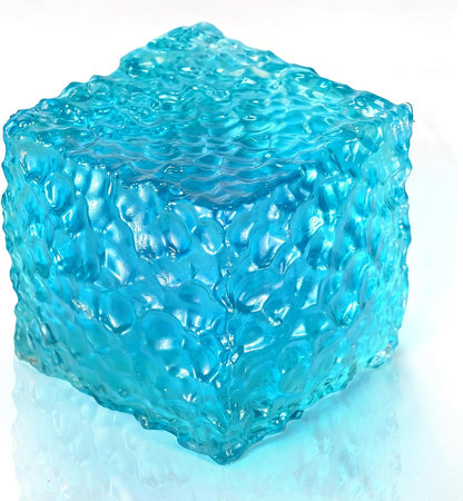 Honeycomb Ice Cube Squishy – Textured Stress Relief Cube, Soft Sensory Fidget for Anxiety Relief & Focus, Portable Red Ice Cube Squeeze for Adults, Office & Desk Calming (Blue)