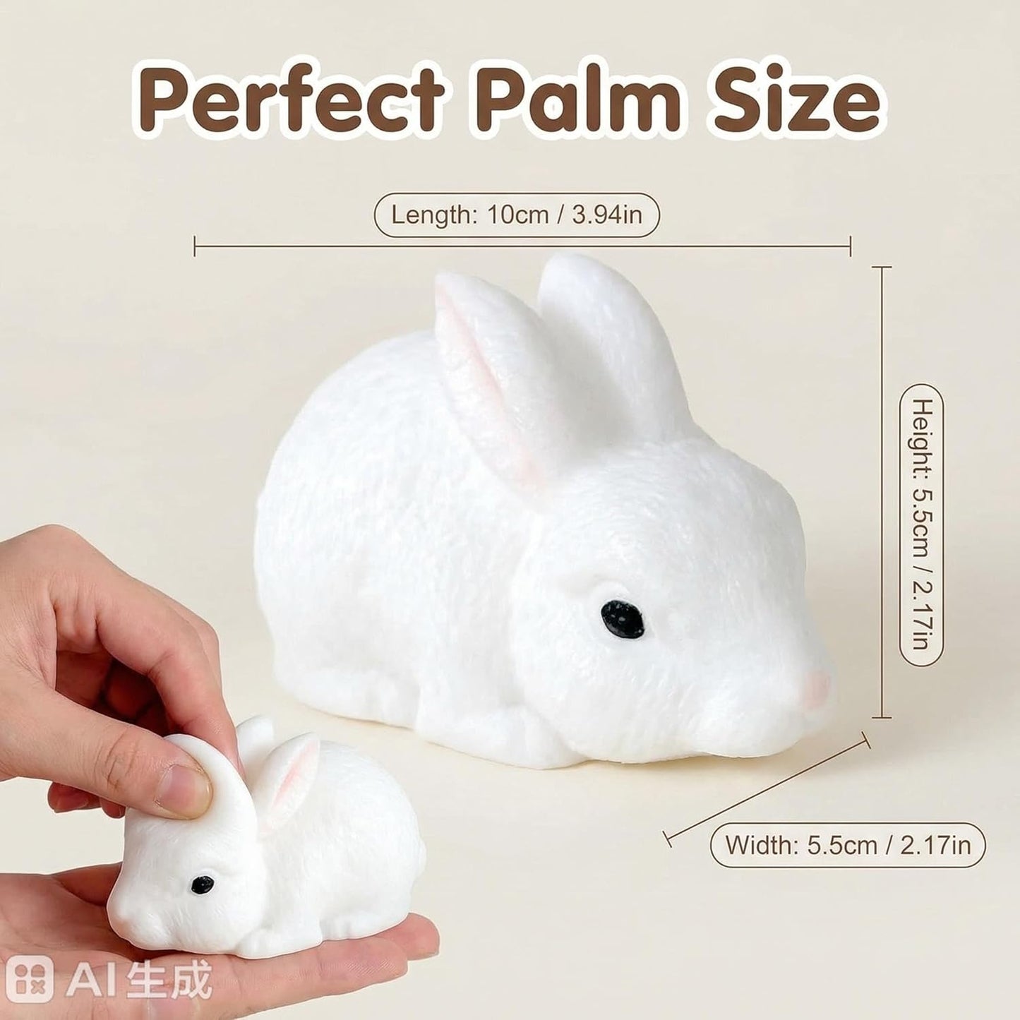 Cute Bunny Stress Relief Toy - Soft Silicone Rabbit Squeeze Toy, Portable Mini Animal Fidget Toy for Anxiety Relief, Sensory Toy for Adults Home Office Travel