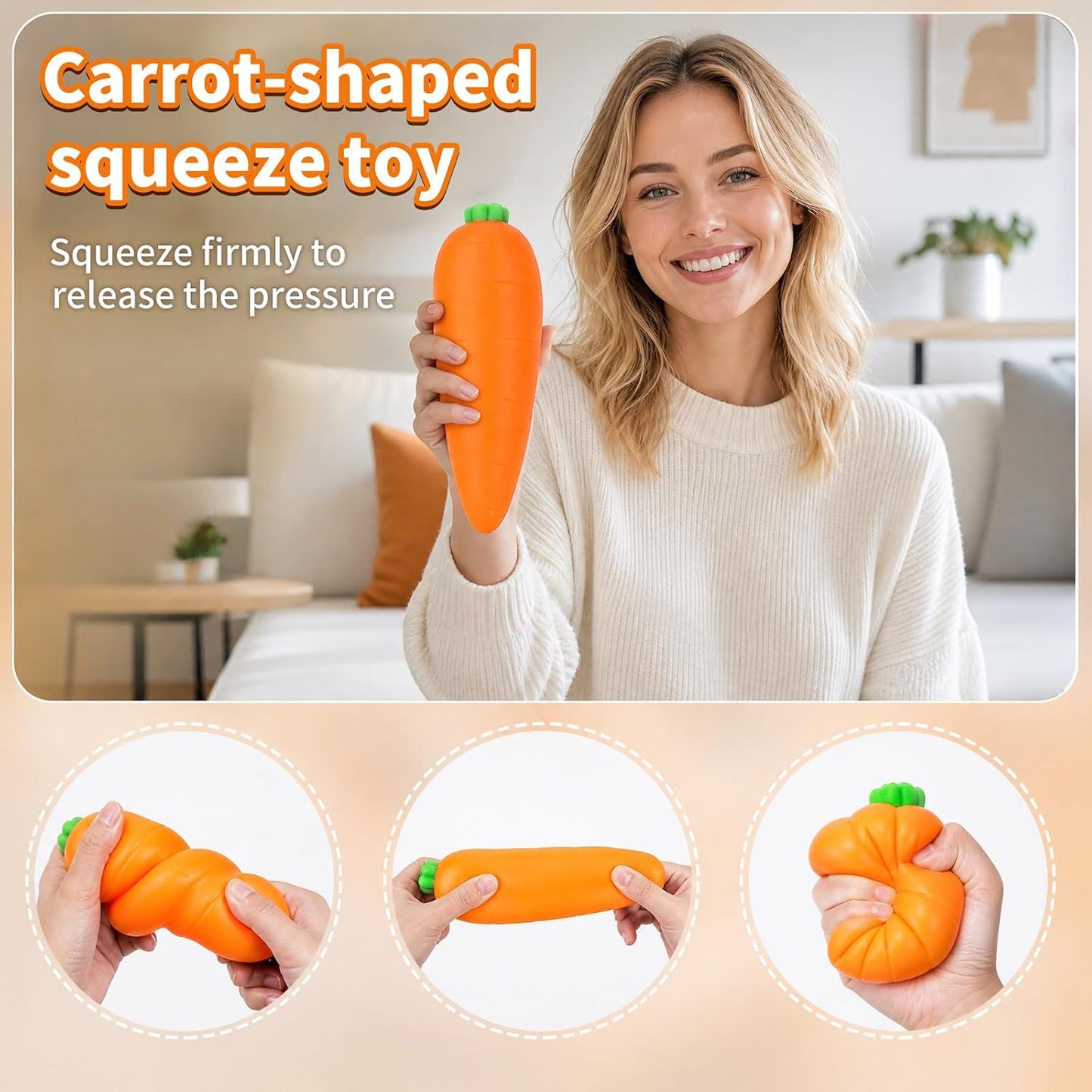 Carrot Squeeze Toys, Big Slow Rising Stress Ball Squeeze Toy, Stress and Anxiety, Party Favor, Desktop Decoration