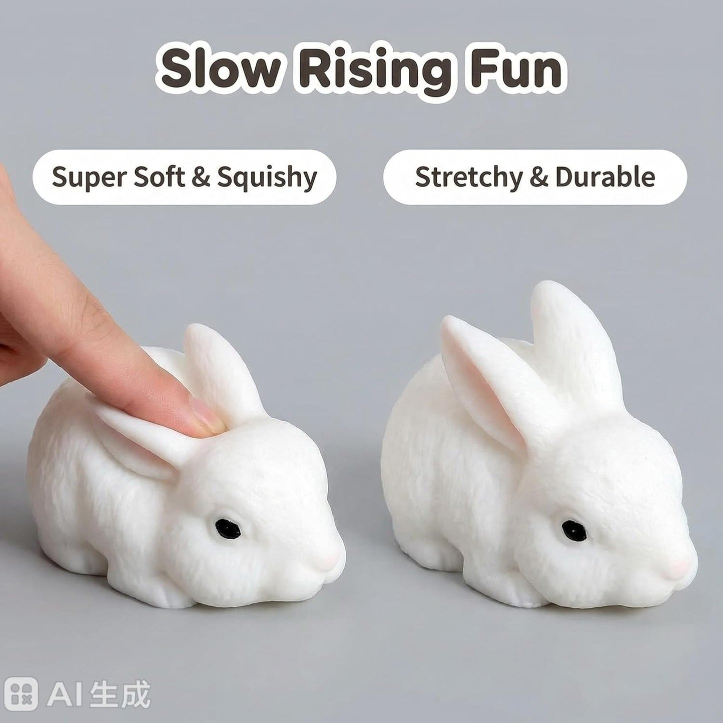 Cute Bunny Stress Relief Toy - Soft Silicone Rabbit Squeeze Toy, Portable Mini Animal Fidget Toy for Anxiety Relief, Sensory Toy for Adults Home Office Travel