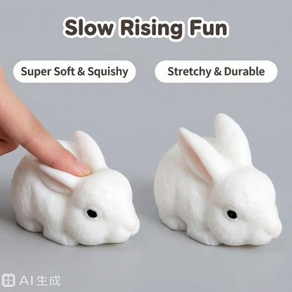 Cute Bunny Stress Relief Toy - Soft Silicone Rabbit Squeeze Toy, Portable Mini Animal Fidget Toy for Anxiety Relief, Sensory Toy for Adults Home Office Travel