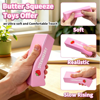 2Pcs Butter Squishies Fidget, Butter Squeeze Toys, Super Soft Butter-Shaped Slow Rising Squeeze, Ideal for Birthday Gifts, Party Favors, Easter Basket Stuffers