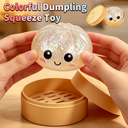 Dumpling Squeeze Toy, Stress Balls Fidget Toys, Squeeze Dough Ball Stress Relief Hand Toys with Food Steamer Stretchy, Party Favors