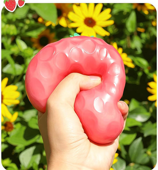 2 Pcs Giant Strawberry & Banana Squishies Fidget Toys Set, Realistic Fruit Squishies Slow Rising Squeeze Toy, Soft Tactile Fidget Toy for Adults Stress Relief Sensory Toy for Office & Daily Relaxation