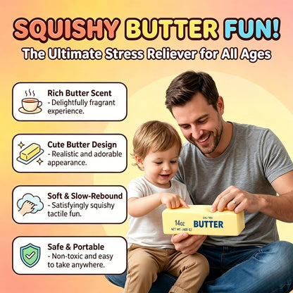 10in Giant Butter Squishy, Jumbo Big Butters 14oz Squeeze Stress Balls, Large Butter Stick Stress Relief Slow Rising Fun for Anxiety Relief Party Favors