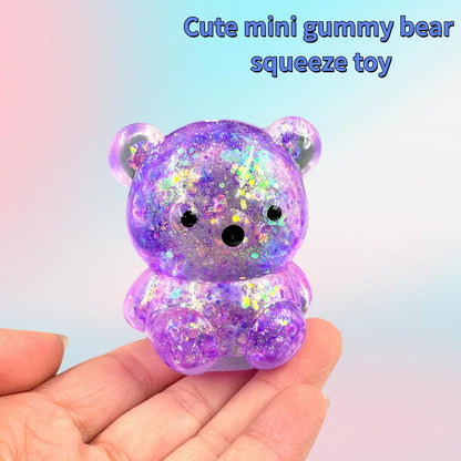 4PCS Transparent Glitter Sugar Bear Squishy Toys, Slow Rising TPR Gummy Bear Stress Relief Fidget Balls, Sensory Calming & Anxiety Relief Office Supplies for All Ages Party Favors