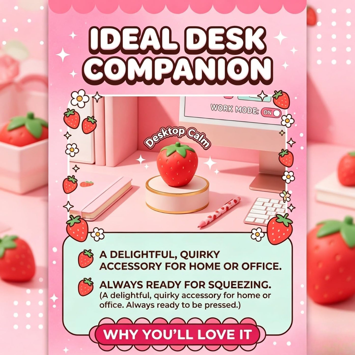 8in Giant Strawberry Squishy, Jumbo Big Cute Realistic Strawberry Stress Ball Soft Squishys Slow Rising Stress Ball for Anxiety Stress Party Favors (Giant Strawberry)