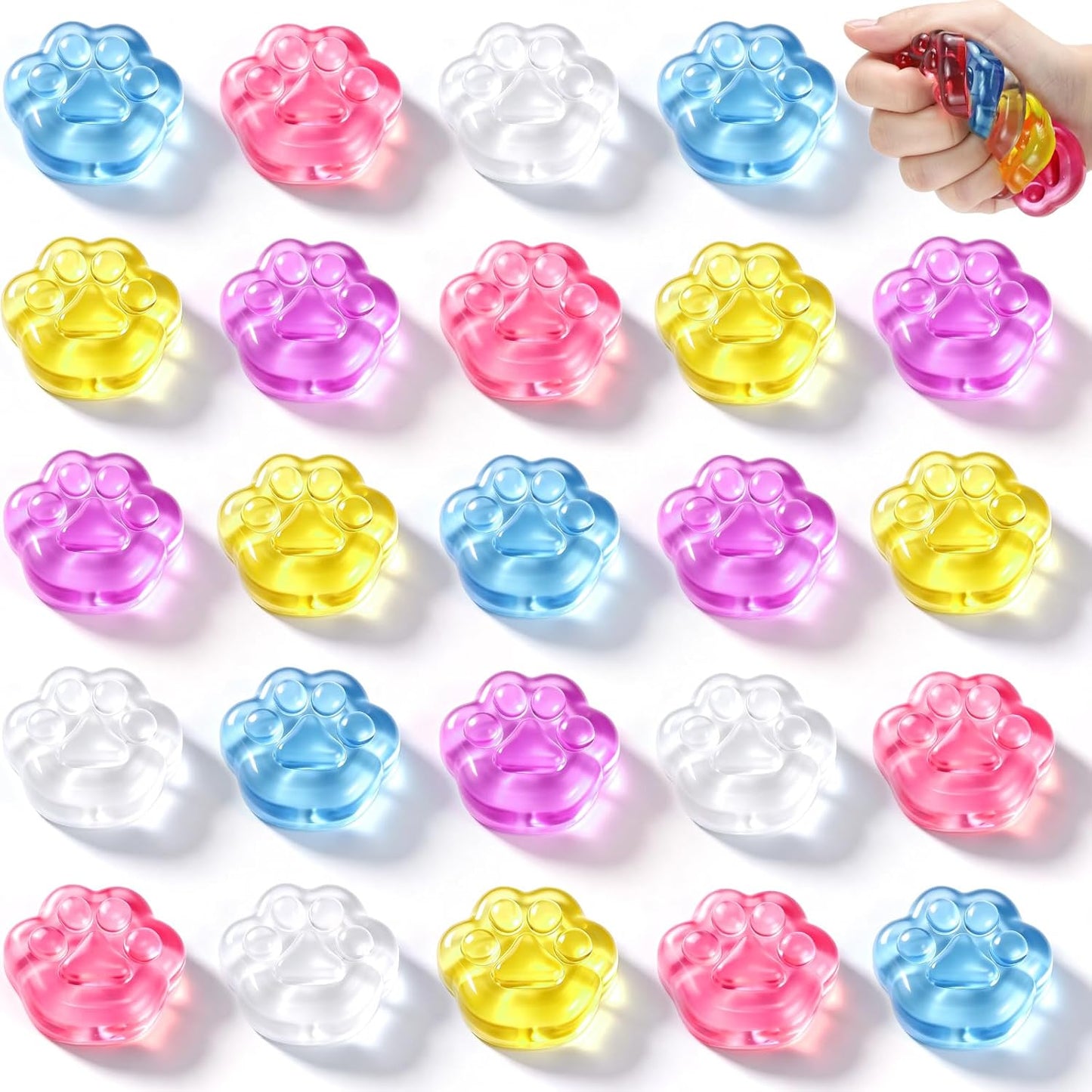 24 Pack Slow Rising Cat Paw Squishies Fidget Toy for Adults Teens, Sensory Stress Balls, Desktop Office Squeeze Toy for Birthday Party Gifts (Random Colors)