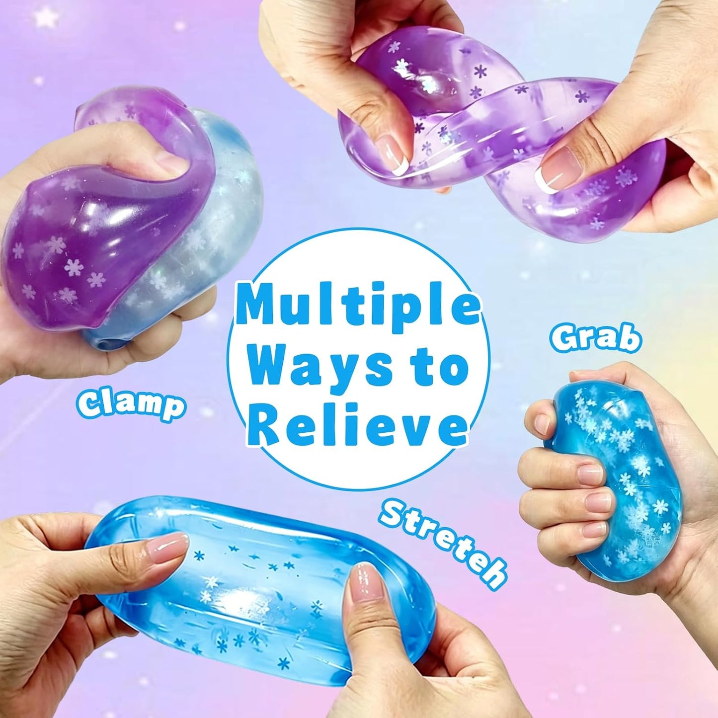 Ice Cube Squishy, Fidget Toy Stress Cube with Snowflakes, Slow Rise Sensory Toys, Squishy Cube for Kids Adults Party Favors Birthday Gift (Purple)