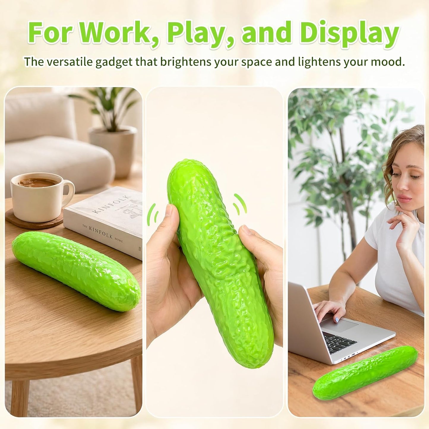 Cucumber Squeeze Toys, 11in Big Slow Rising Stress Ball Squeeze Toy, Stress and Anxiety, Party Favor, Desktop Decoration