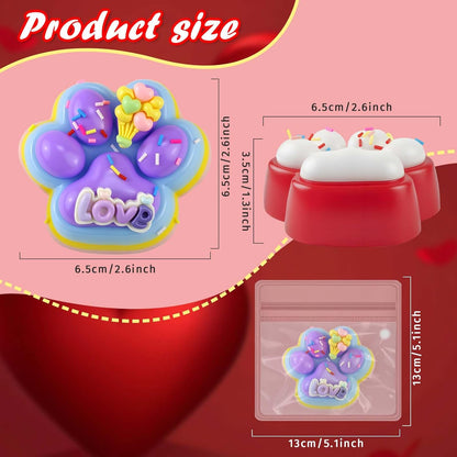 Gytera 2pcs Valentines Love Cat Paw Squishies Squeeze Toys, Fidget Sensory Toys for Kids with Autism Party Favors for Kids Valentines Day Gifts for Him Her
