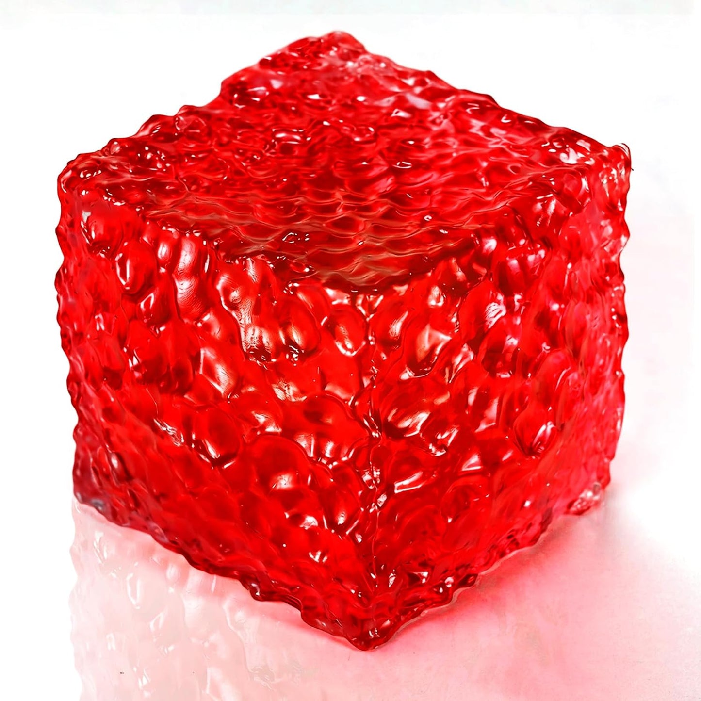 Honeycomb Ice Cube Squishy – Textured Stress Relief Cube, Soft Sensory Fidget for Anxiety Relief & Focus, Portable Red Ice Cube Squeeze for Adults, Office & Desk Calming (Red)