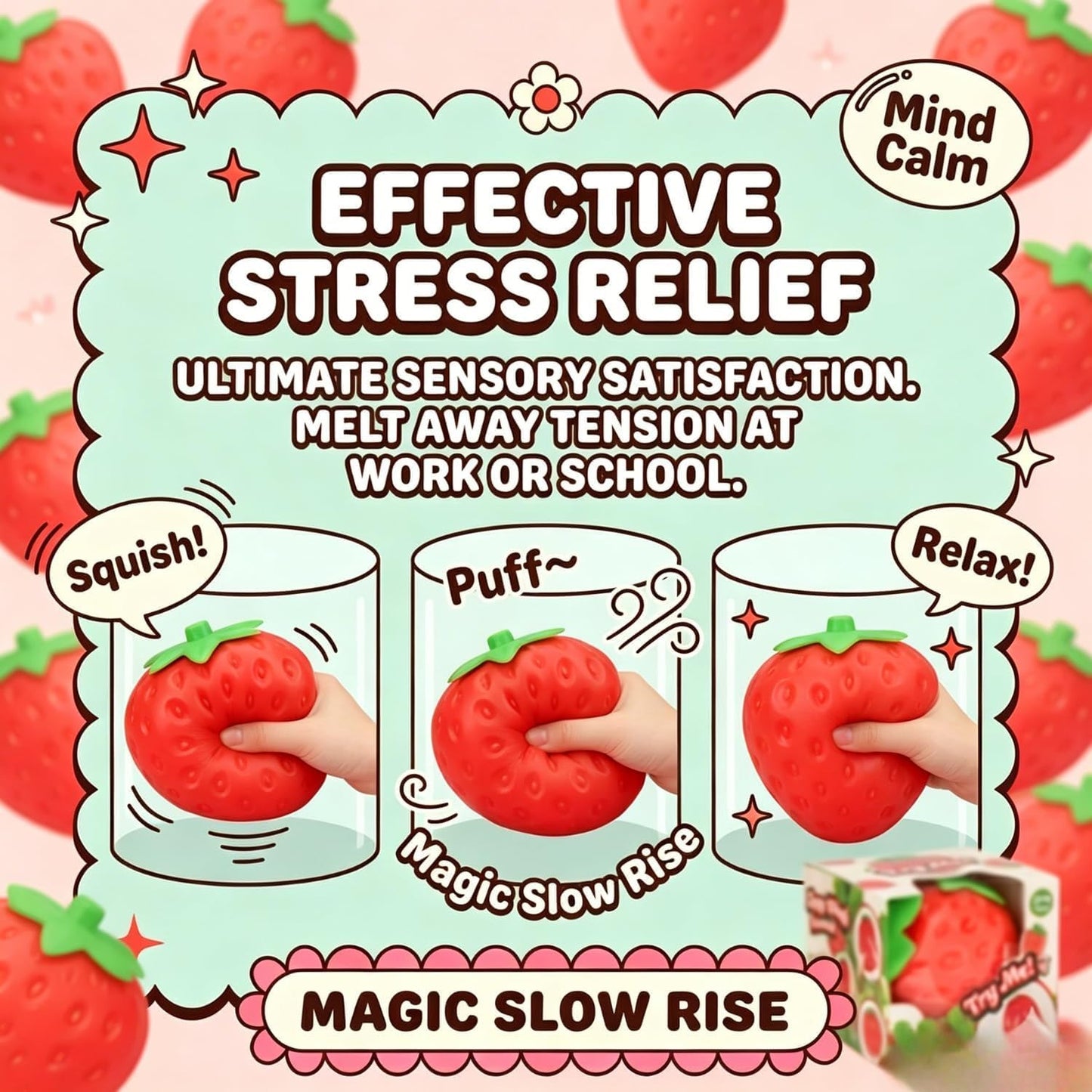 8in Giant Strawberry Squishy, Jumbo Big Cute Realistic Strawberry Stress Ball Soft Squishys Slow Rising Stress Ball for Anxiety Stress Party Favors (Giant Strawberry)