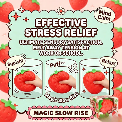 8in Giant Strawberry Squishy, Jumbo Big Cute Realistic Strawberry Stress Ball Soft Squishys Slow Rising Stress Ball for Anxiety Stress Party Favors (Giant Strawberry)