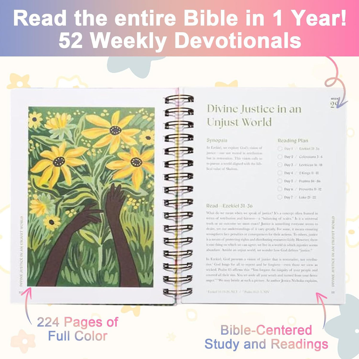 Bible Study Journal A Beautiful Year in the Bible for Women Female 52 Weeks Bible Study Book with Leather Diamond Bookmark Bible in a Year Study Guide Gifts for Christians